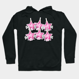 Collage of Christmas Pink Stars with Peace Love and Joy Hoodie